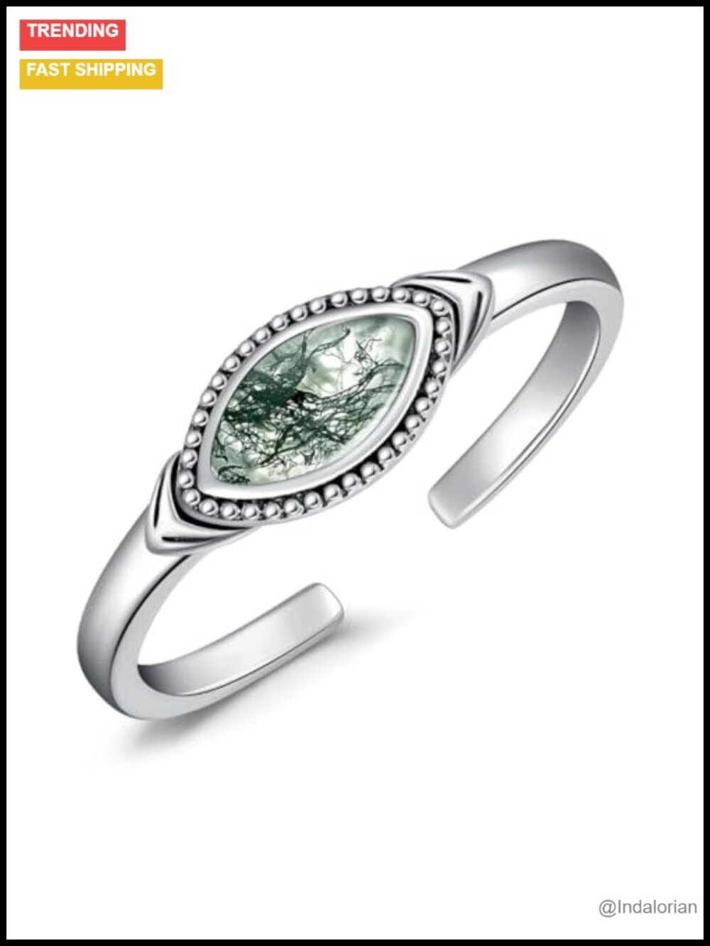 Adjustable Sterling Silver Toe Ring with Gemstone Boho Jewelry for Women Gift